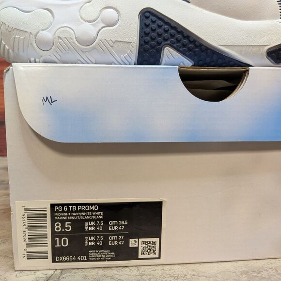 Nike PG 6 TB Promo Men\'s 8.5 Midnight Navy White Basketball Shoes DX6654-401